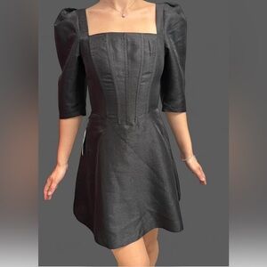 LICHI GERMANE Chic Black mini Puffy Sleeves Dress SIZE S